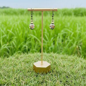 Premier Designs Acrylic Earrings with rose accents inside 2" Long